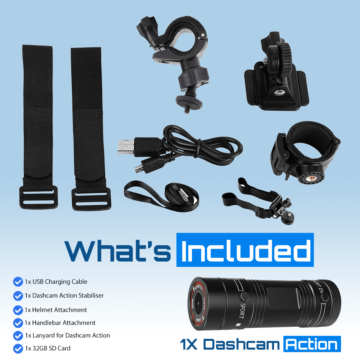 Dashcam Action (For Cyclists & Motorbikes) WIRELESS
