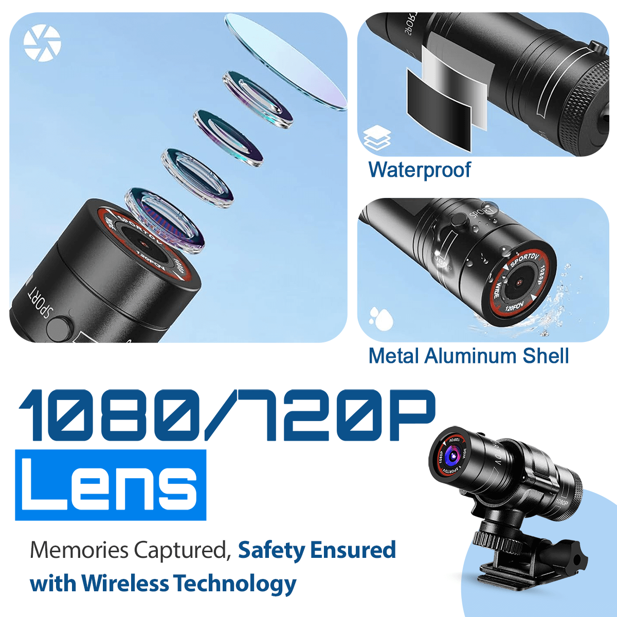 Dashcam Action (For Cyclists & Motorbikes) WIRELESS DP6