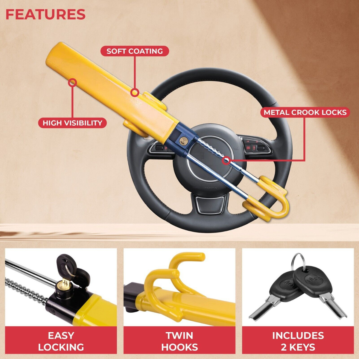Car Steering Wheel Lock (Anti-Theft) DP6
