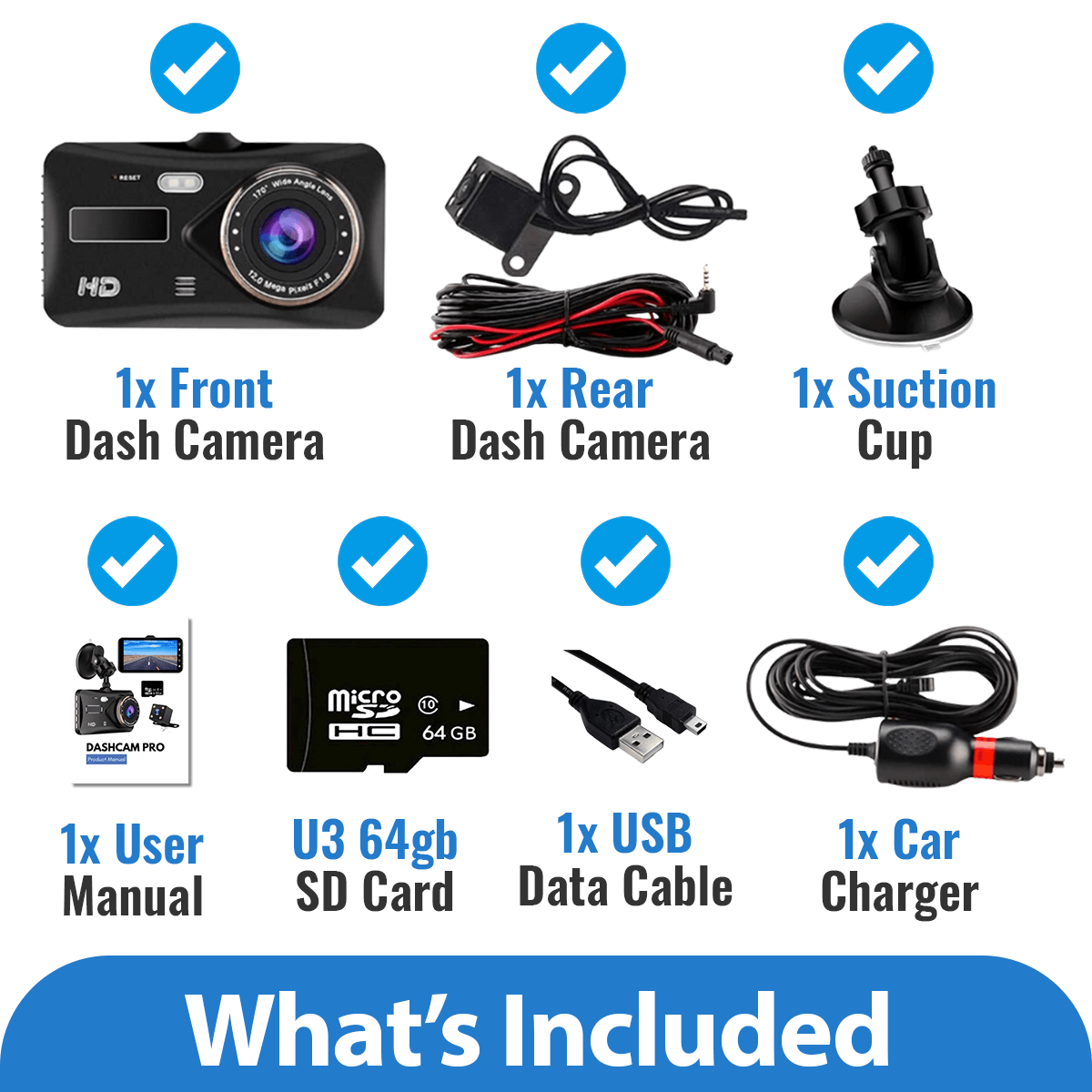 Dashcam Pro (Front & Rear) *Best Seller* 1080p | Dash Vision DP10